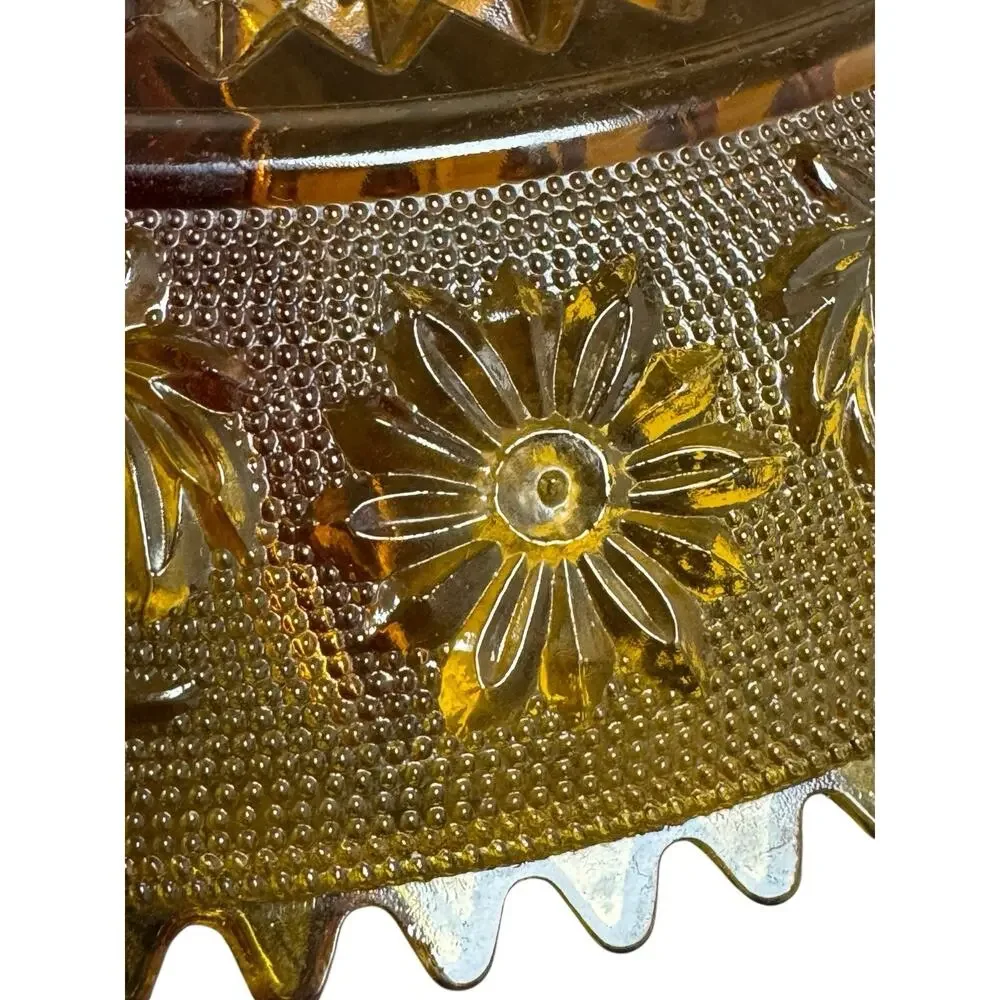 Amber Tiara Pattern Divided Indiana Sandwich Glass Fall Serving Platter 12